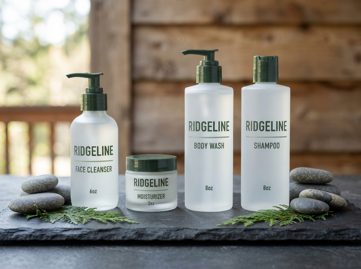 Ridgeline Skin Starter Kit with all four products on a slate board